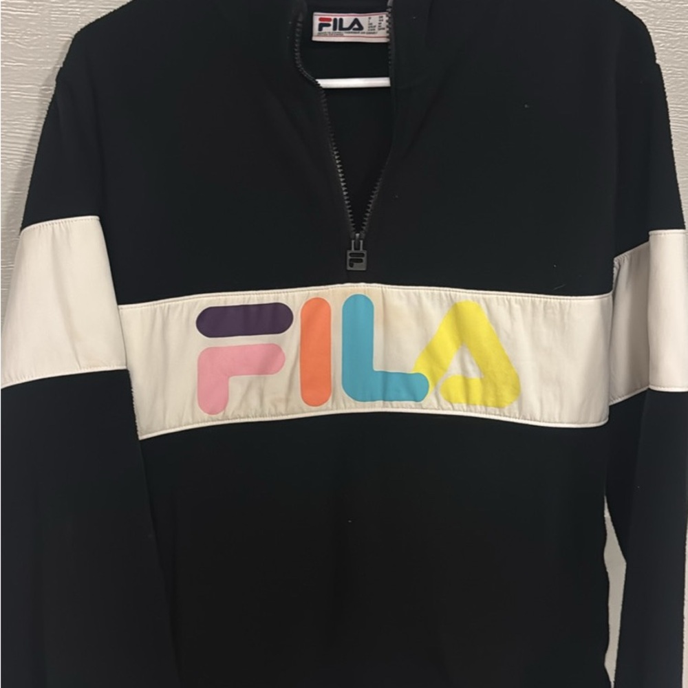 Vintage FILA Black and White Half-Zip Fleece